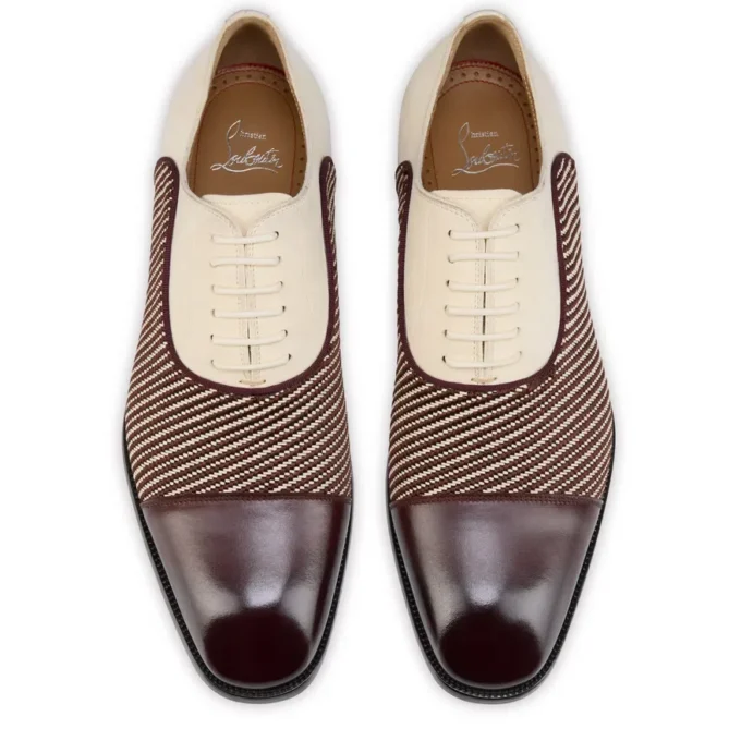 Greggory – Oxfords – Calf Leather, Twill Weave and Suede Leather – White and Brown – Men Greggory – Oxfords – Calf Leather, Twill Weave and Suede Leather – White and Brown – Men