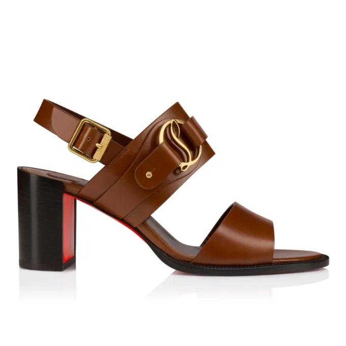 Her in Roma – 70 Mm Sandals – Patinated Calf Leather – Dark Carmine – Women