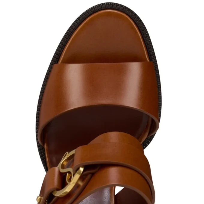 Her in Roma – 70 Mm Sandals – Patinated Calf Leather – Dark Carmine – Women