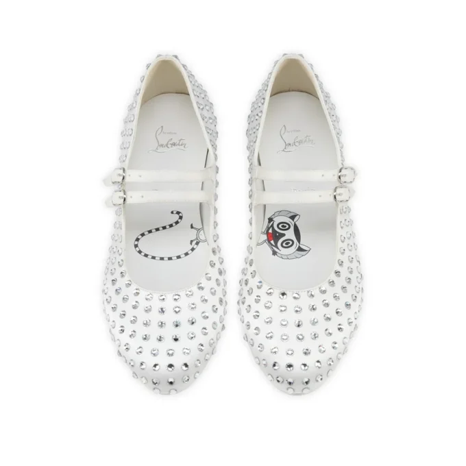 Jane Fille Strass Boum – Ballerinas – Crepe Satin and Strass – Ivory – Kids