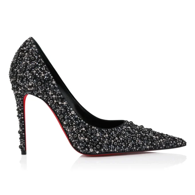 Kate Max Perla – 100 Mm Pumps – Crepe Satin, Strass and Pearls – Black – Women