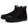 Lou Spikes – High-Top Sneakers – Suede and Spikes – Black – Men