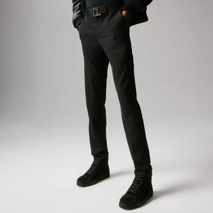 Lou Spikes – High-Top Sneakers – Suede and Spikes – Black – Men