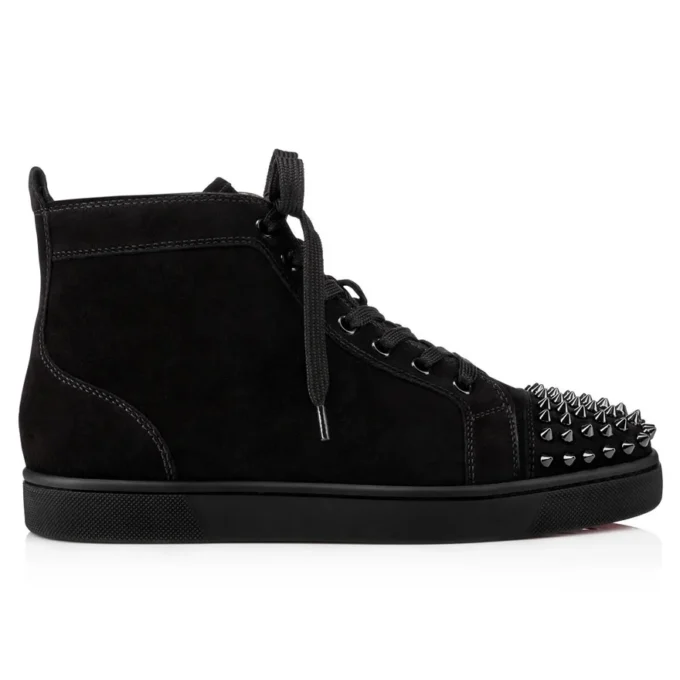 Lou Spikes – High-Top Sneakers – Suede and Spikes – Black – Men