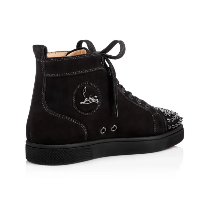 Lou Spikes – High-Top Sneakers – Suede and Spikes – Black – Men