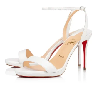 Loubi Queen – 100 Mm Strappy Sandals – Nappa Leather – Bianco – Women