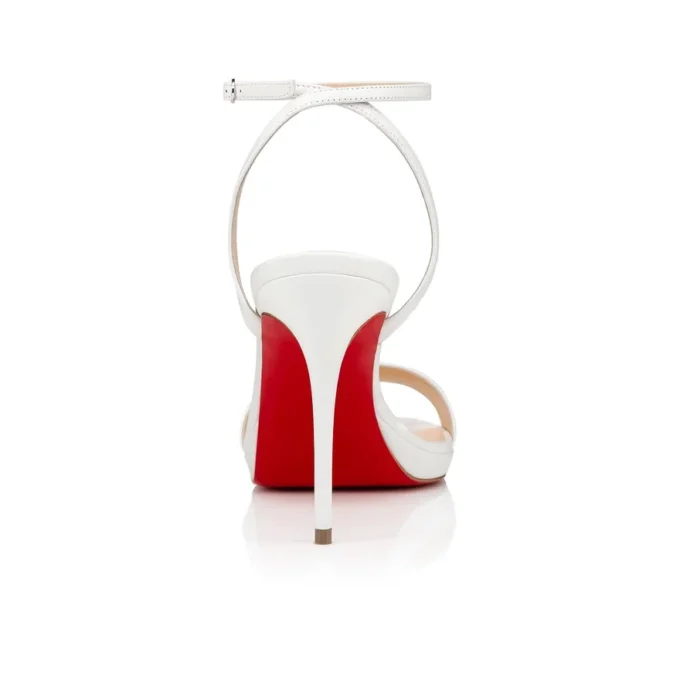 Loubi Queen – 100 Mm Strappy Sandals – Nappa Leather – Bianco – Women