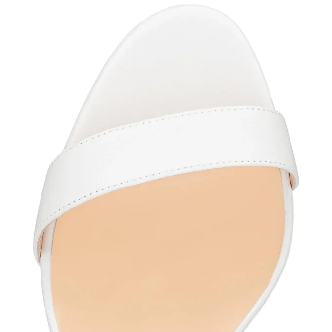 Loubi Queen – 100 Mm Strappy Sandals – Nappa Leather – Bianco – Women