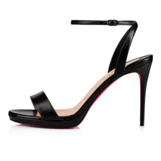 Loubi Queen – 100 Mm Strappy Sandals – Nappa Leather – Black – Women