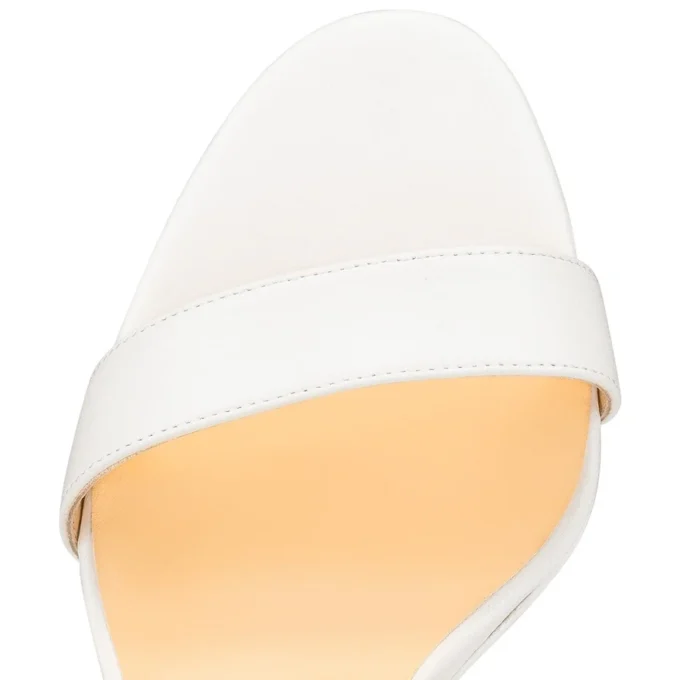 Loubi Queen – 120 Mm Sandals – Lamb Nappa Leather – Bianco