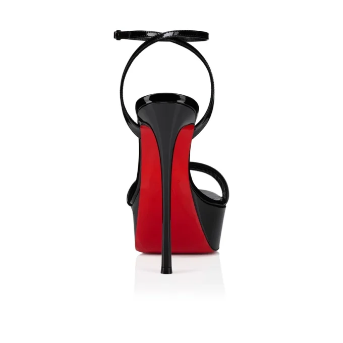 Loubi Queen Alta – 150 Mm Strappy Sandals – Patent Leather – Black – Women