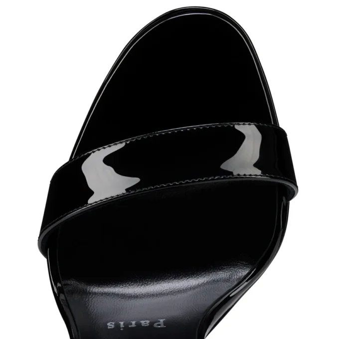 Loubi Queen Alta – 150 Mm Strappy Sandals – Patent Leather – Black – Women