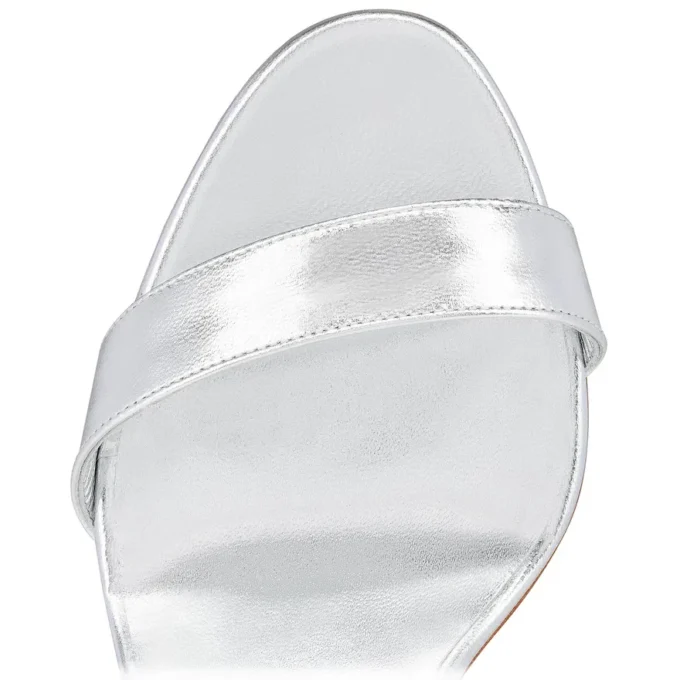 Loubigirl – 85Mm Strappy Sandals – Iridescent Leather – Silver – Women Loubigirl – 85Mm Strappy Sandals – Iridescent Leather – Silver – Women