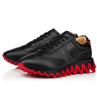 Loubishark – Sneakers – Calf Leather and Neoprene – Black – Men
