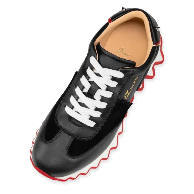 Loubishark – Sneakers – Calf Leather and Veau Velours – Black – Women
