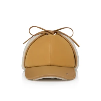 Loubiwood – Cap – Lamb Nappa Leather and Shearling – Beige