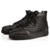 Louis – High-Top Sneakers – Calf Leather and Spikes – Black – Men