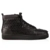 Louis – High-Top Sneakers – Calf Leather and Spikes – Black – Men