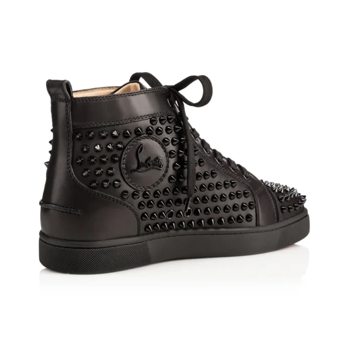Louis – High-Top Sneakers – Calf Leather and Spikes – Black – Men