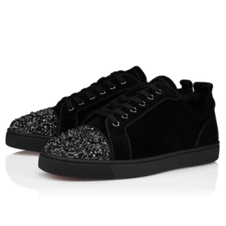 Louis Jr P Perla – Sneakers – Veau Velours and Strass – Black – Men