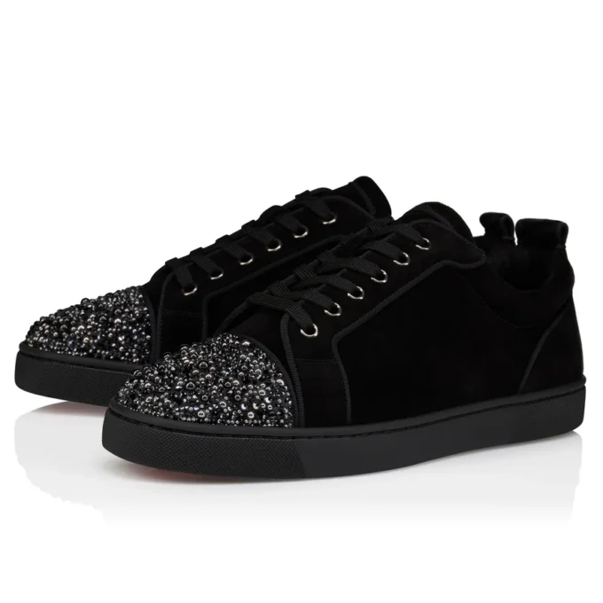 Louis Jr P Perla – Sneakers – Veau Velours and Strass – Black – Men