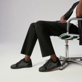 Louis Junior Strass – Sneakers – Suede Calf and Strass – Black – Men