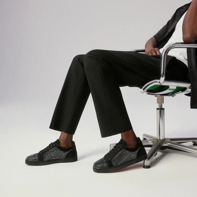 Louis Junior Strass – Sneakers – Suede Calf and Strass – Black – Men