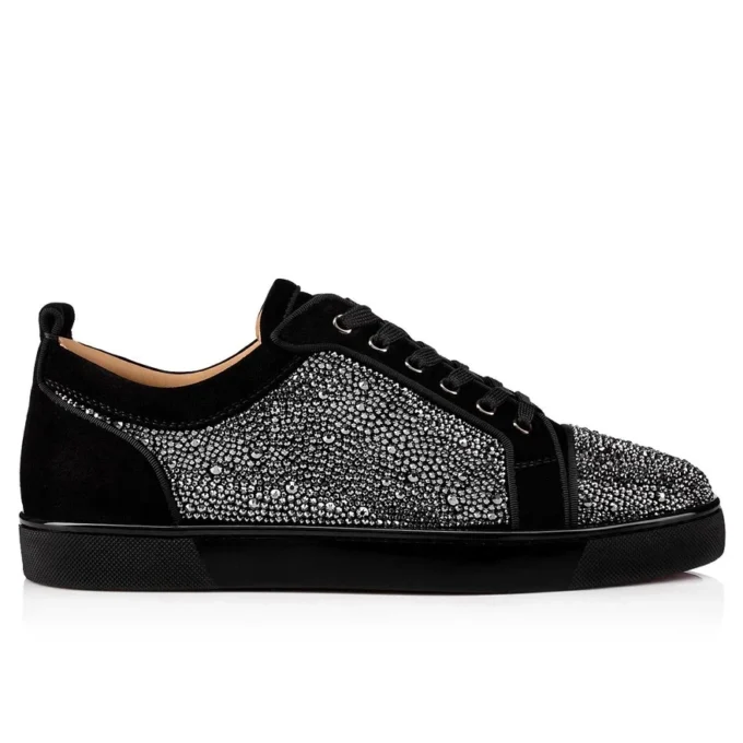 Louis Junior Strass – Sneakers – Suede Calf and Strass – Black – Men