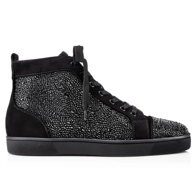 Louis Strass – Sneakers – Veau Velours and Strass – Black – Men