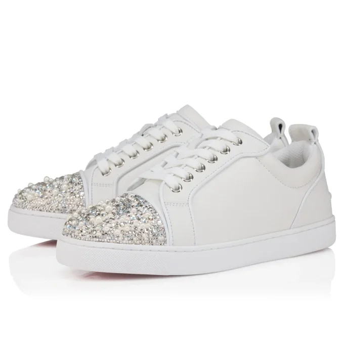 Louise Junior Perla – Sneakers – Crepe Satin, Calf Leather and Pearls – White – Women Louise Junior Perla – Sneakers – Crepe Satin, Calf Leather and Pearls – White – Women