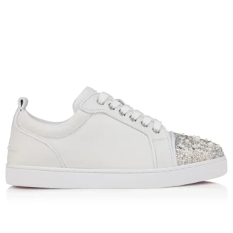 Louise Junior Perla – Sneakers – Crepe Satin, Calf Leather and Pearls – White – Women