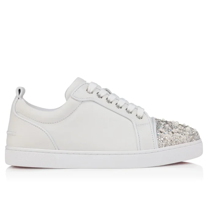 Louise Junior Perla – Sneakers – Crepe Satin, Calf Leather and Pearls – White – Women Louise Junior Perla – Sneakers – Crepe Satin, Calf Leather and Pearls – White – Women