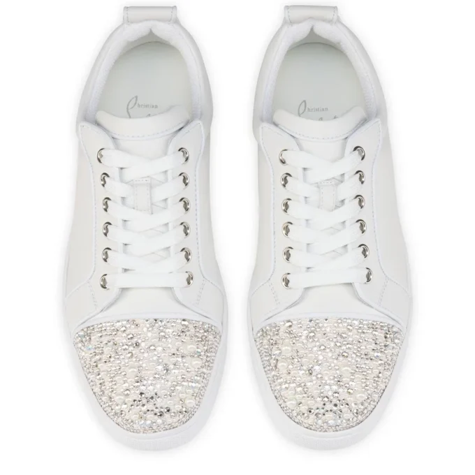 Louise Junior Perla – Sneakers – Crepe Satin, Calf Leather and Pearls – White – Women Louise Junior Perla – Sneakers – Crepe Satin, Calf Leather and Pearls – White – Women