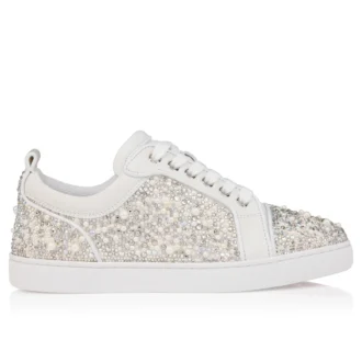 Louiseperla – Sneakers – Crepe Satin, Calf Leather, Strass Et Perles – White – Women