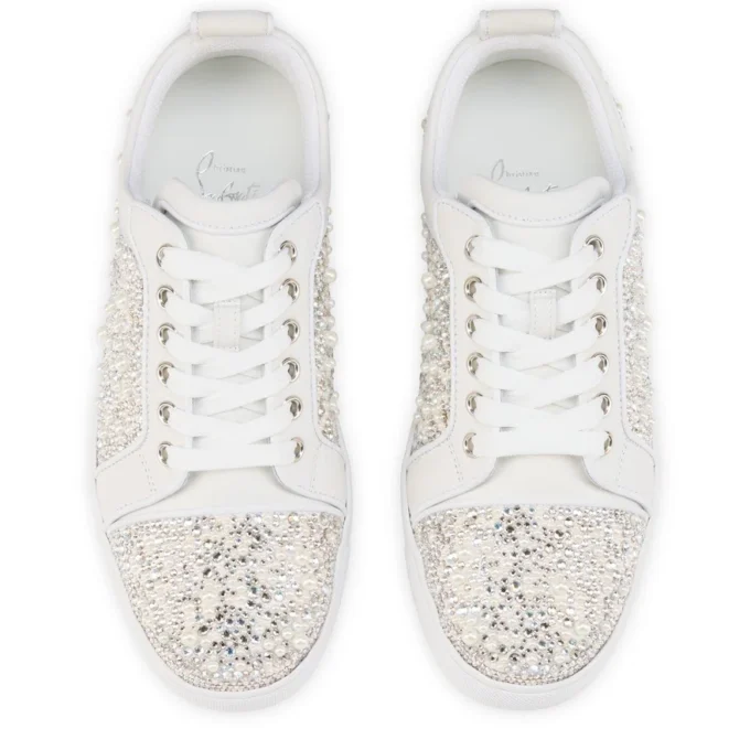 Louiseperla – Sneakers – Crepe Satin, Calf Leather, Strass Et Perles – White – Women