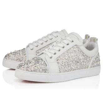 Louperla Jr – Sneakers – Crepe Satin, Calf Leather, Strass Et Perles – White – Men