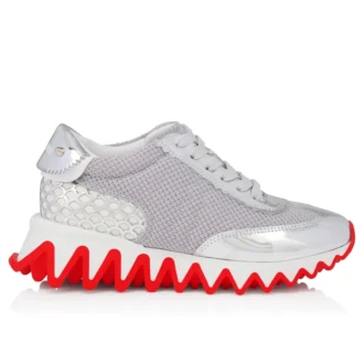 Mini Shark – Running Sneakers – Calf Leather – Silver – Kids
