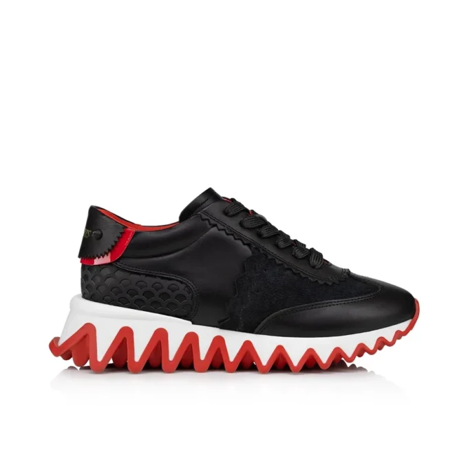 Mini Shark – Sneakers – Calf Leather, Suede and Patent Calf Leather – Black – Kids