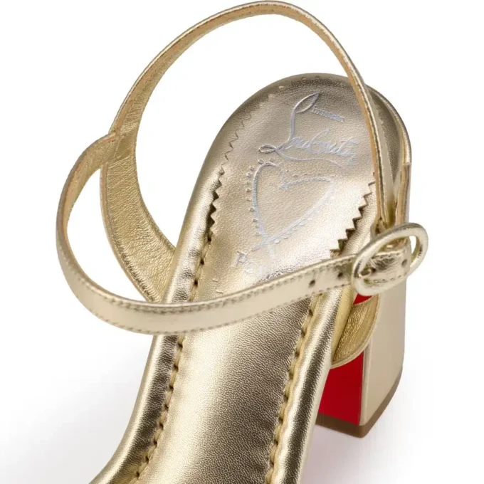 Miss Jane – 85 Mm Sandals – Laminated Calf Leather – Platine – Women