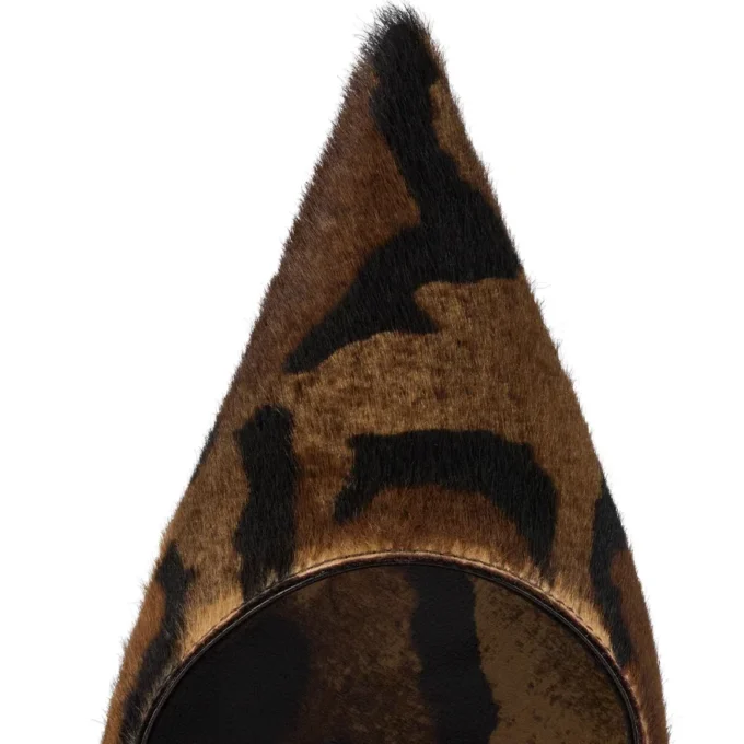 Miss Z – 100 Mm Pumps – ‘Bengali’ Printed Hairy Calf Leather and Kid Leather – Brown – Women