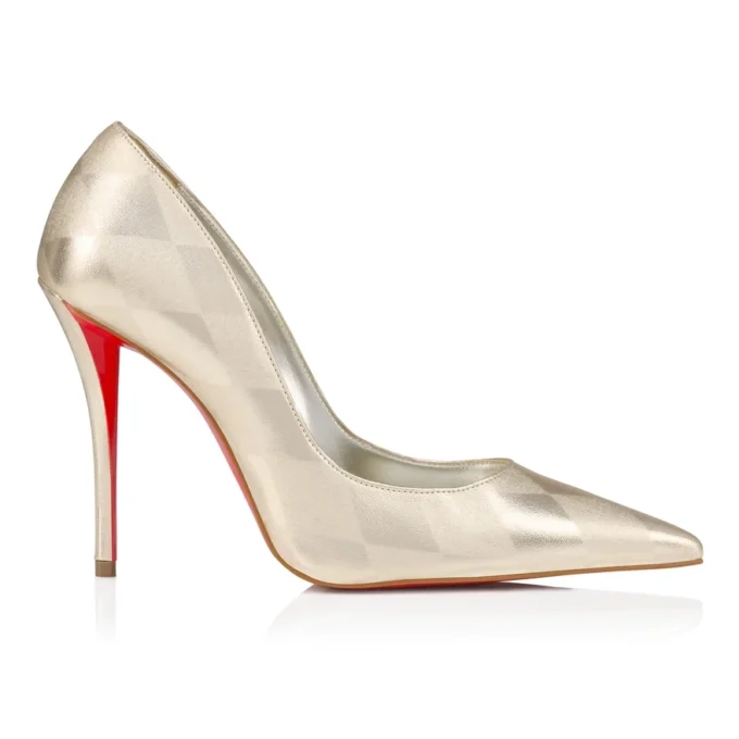 Miss Z – 100 Mm Pumps – Diamond-Shaped Laminated Lamb Nappa Leather – Platino Chiaro – Women