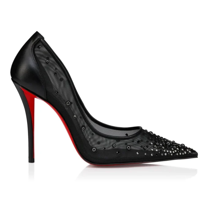 Miss Z Degrastrass Perla – 100 Mm Pumps – Mesh, Nappa Leather, Strass and Pearls – Black – Women