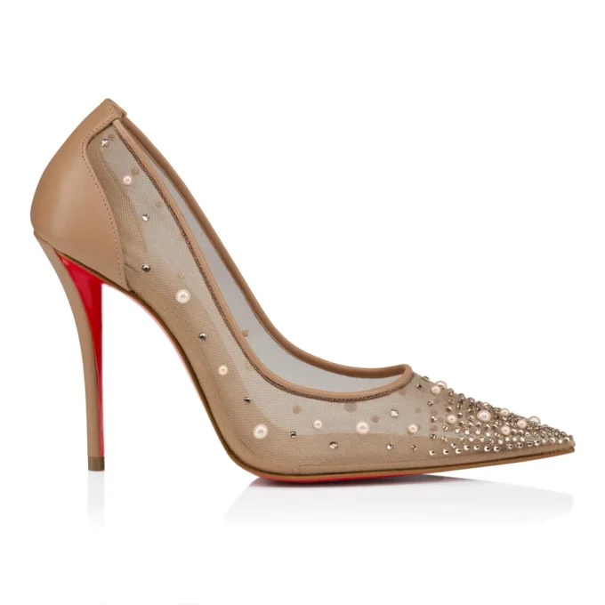 Miss Z Degrastrass Perla – 100 Mm Pumps – Mesh, Nappa Leather, Strass and Pearls – Blush – Women