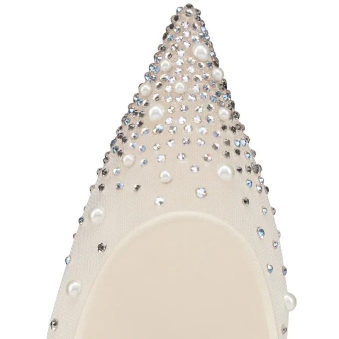 Miss Z Degrastrass Perla – 80 Mm Pumps – Mesh, Nappa Leather, Strass and Pearls – Bianco – Women