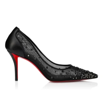 Miss Z Dregrastrass Perla – 80 Mm Pumps – Mesh, Nappa Leather, Strass and Pearls – Black – Women