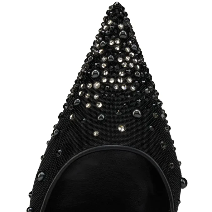 Miss Z Dregrastrass Perla – 80 Mm Pumps – Mesh, Nappa Leather, Strass and Pearls – Black – Women