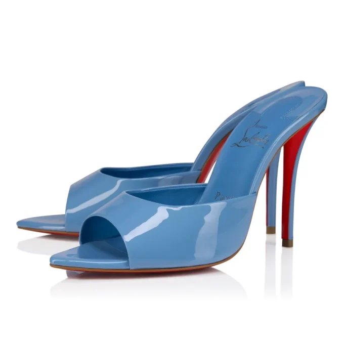 Miss Z Mule – 100 Mm Mules – Patent Calf Leather – Ceruleo – Women