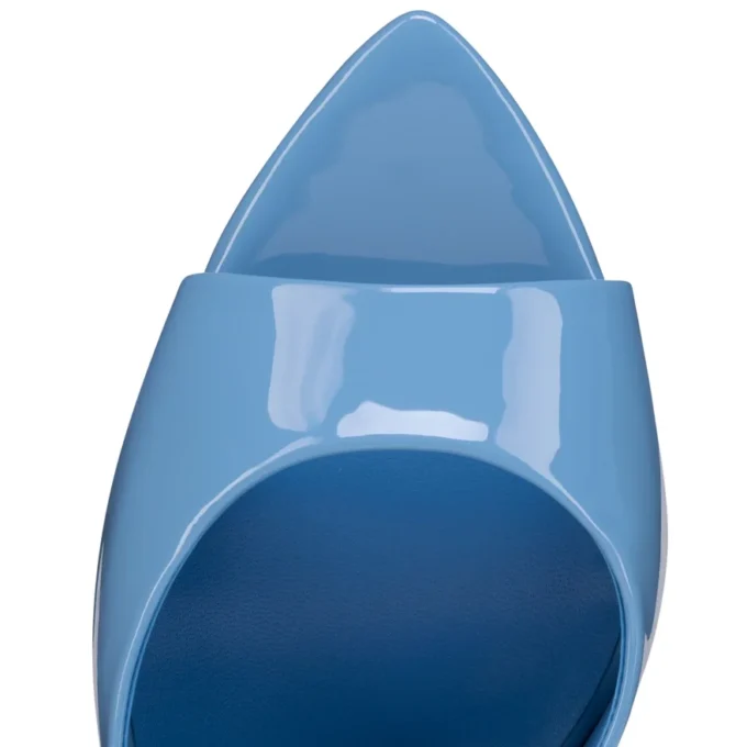 Miss Z Mule – 100 Mm Mules – Patent Calf Leather – Ceruleo – Women