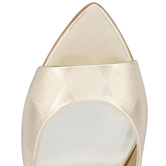 Miss Z Mule – 80 Mm Mules – Diamond-Shaped Laminated Lamb Nappa Leather – Platino Chiaro – Women