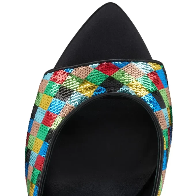 Miss Z Mule Arlequin – 80 Mm Mules – Micro-Sequins Embroidered Crepe Satin – Multicolor – Women